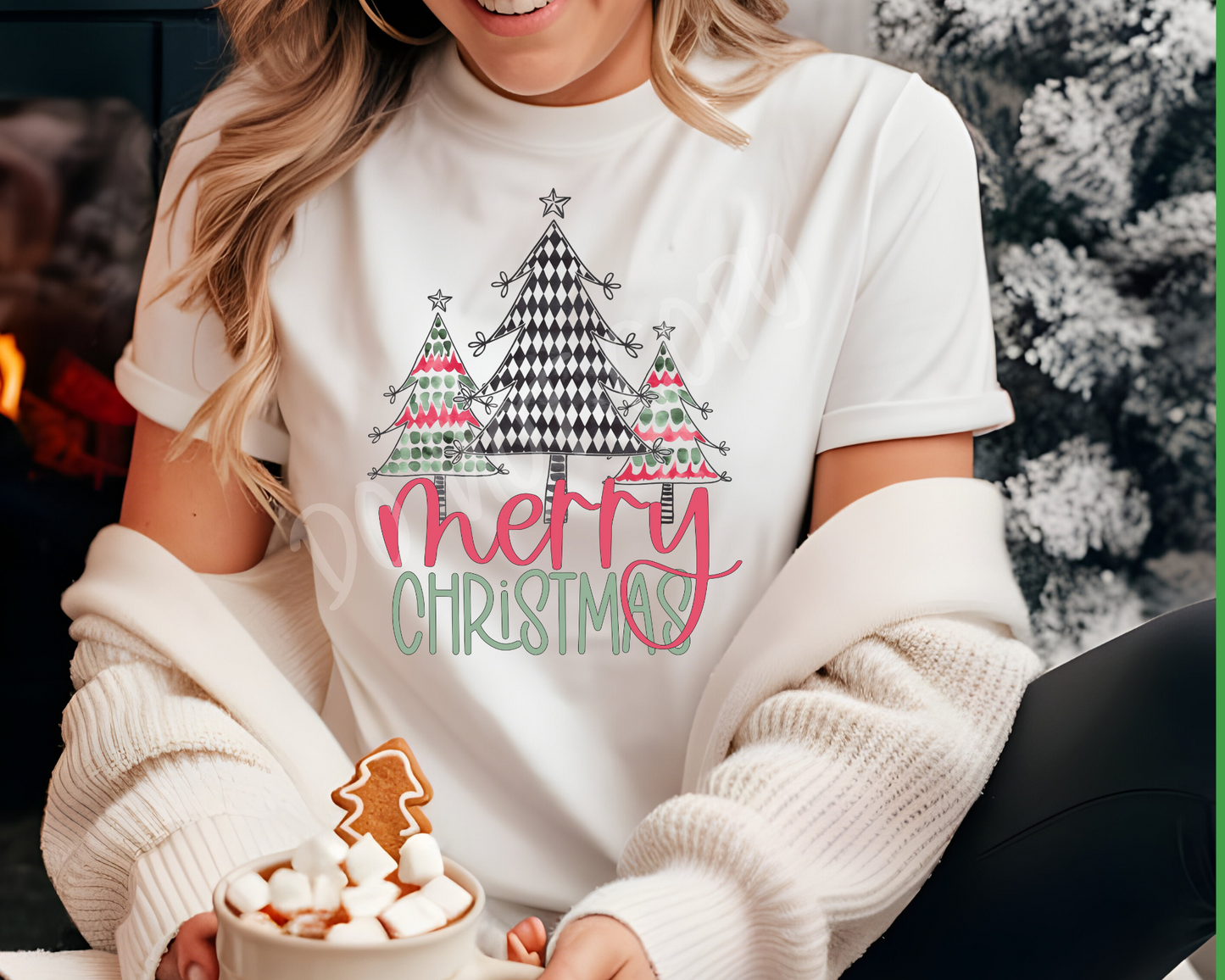 Merry Christmas Tree Plaid - Tee