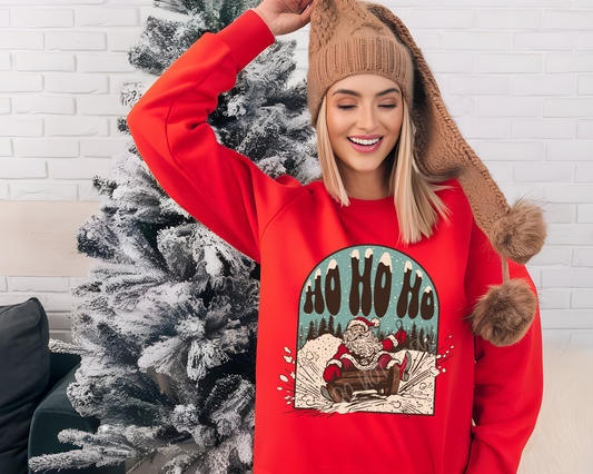 Ho Ho Ho Santa Sledding - Holiday Sweatshirt