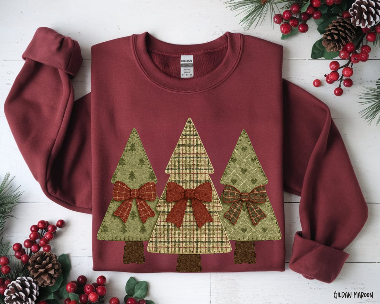 Patchwork Holiday Trees: Christmas- Sweatshirt