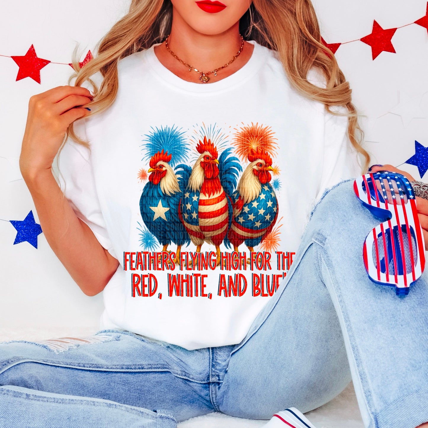 Feathers Flying High For The Red White & Blue - Tee
