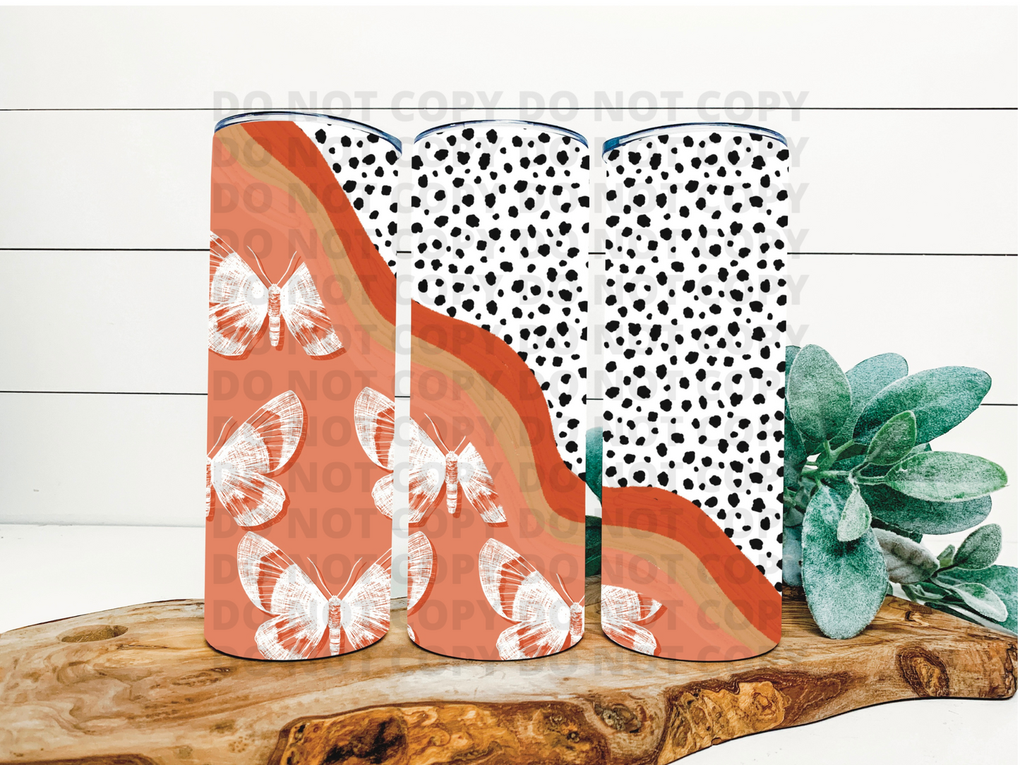 Butterfly & Polka Dot Stainless Steel Tumbler