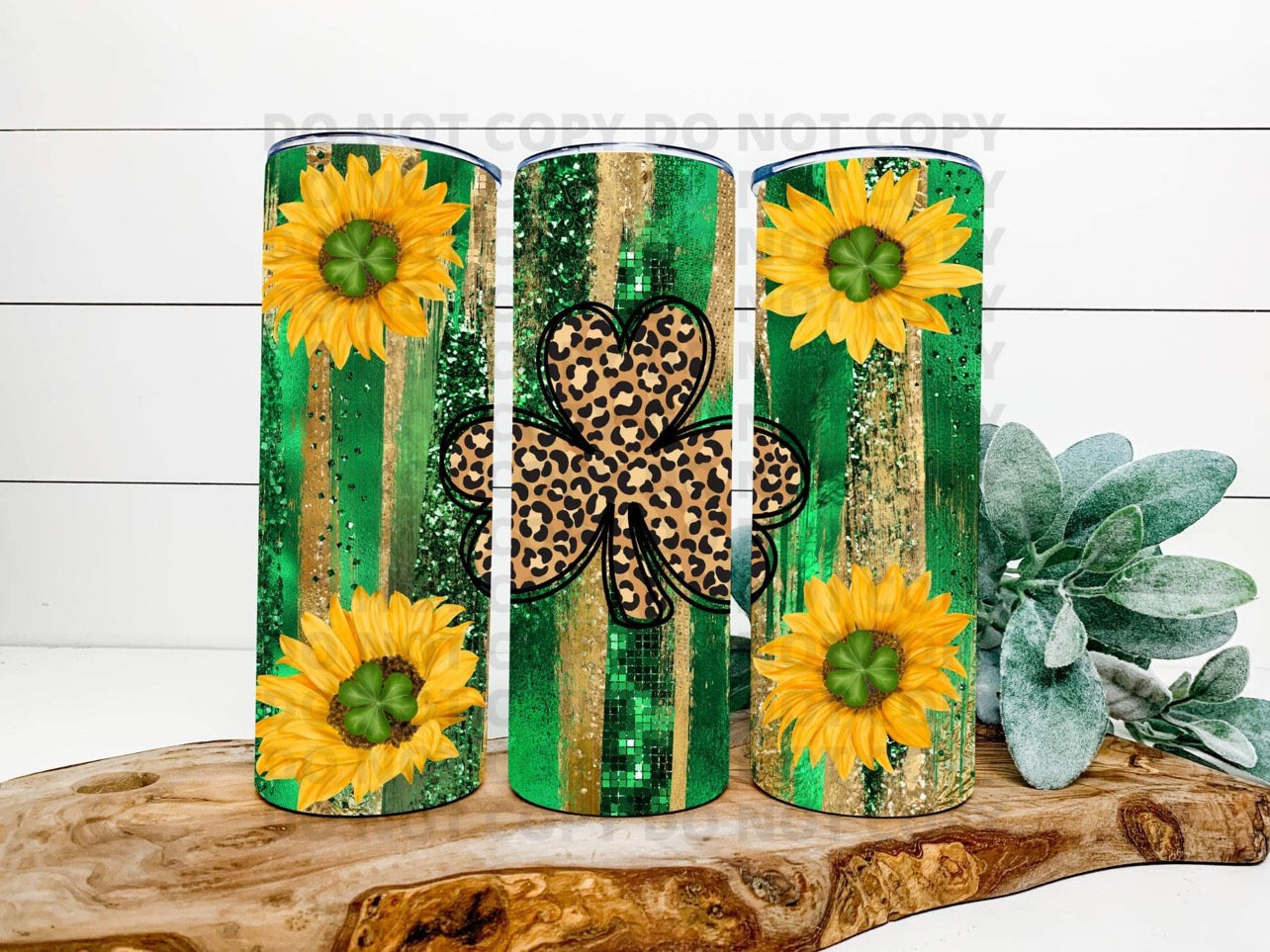 Sunflower & Leopard Clover Stainless Steel Tumbler