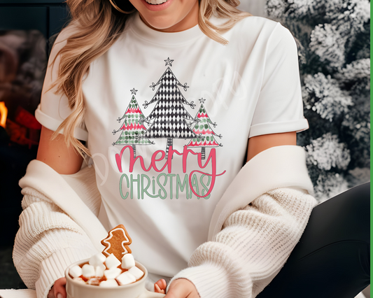 Merry Christmas Tree Plaid - Tee