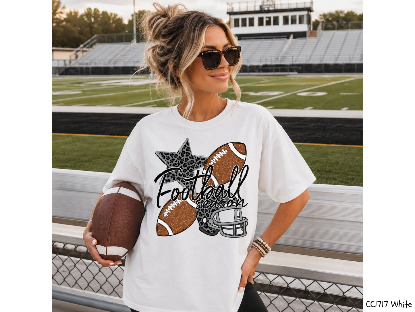 Football Season Faux Glitter: Football Game Day - Tee