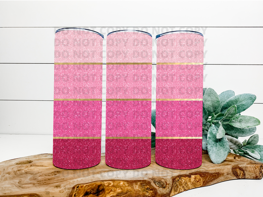Pink Ombre With Gold Trim Stainless Steel Tumbler