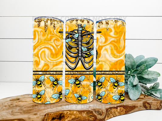 Yellow Organ Bee Glitter Stainless Steel Tumbler