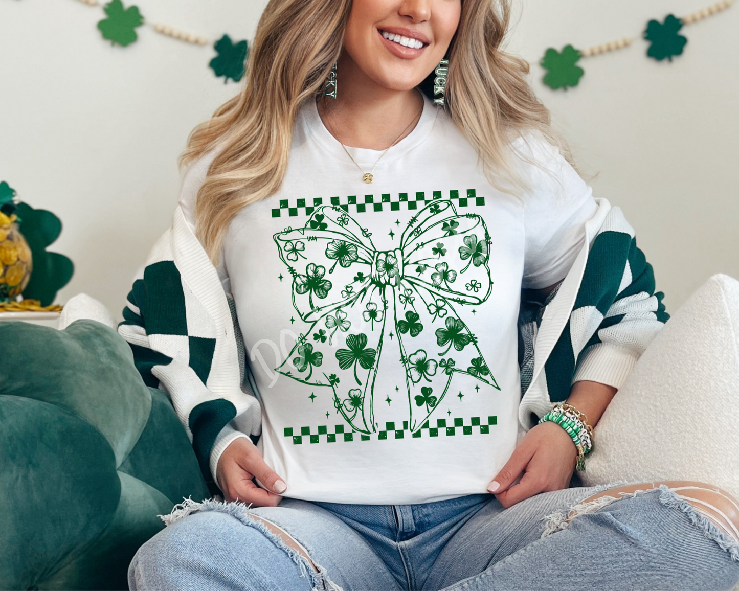 Shamrock Coquette Bow GREEN - Tee