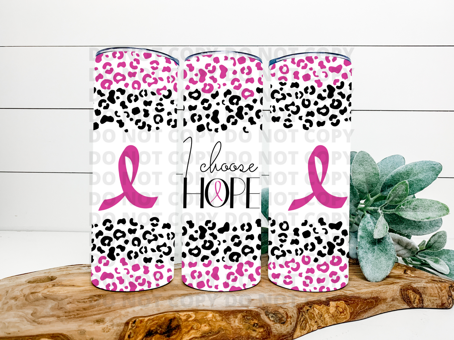 I choose Hope Breast Cancer Awareness Leopard Stainless Steel Tumbler