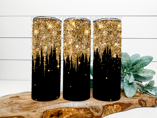 Gold Glitter Stainless Steel Tumbler
