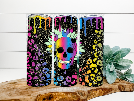 Multi Color Leopard Skull Stainless Steel Tumbler