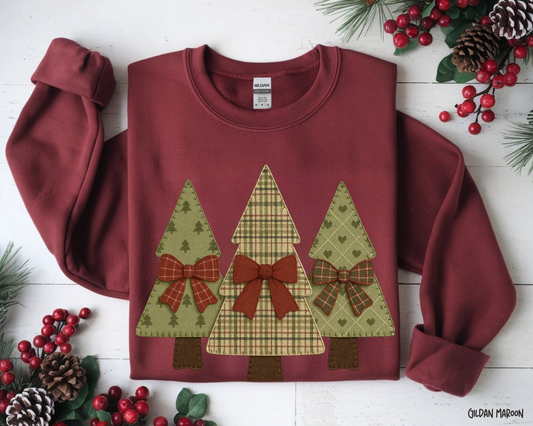 Patchwork Holiday Trees: Christmas- Sweatshirt