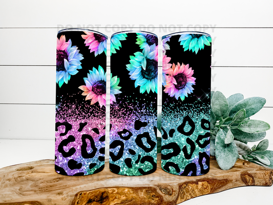 Sunflower & Leopard Stainless Steel Tumbler