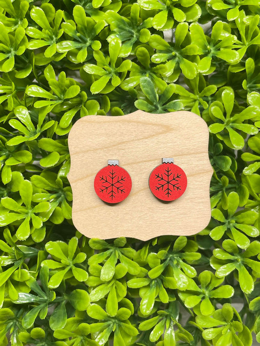 Red Snowflake Ornament Earring