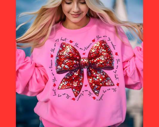 Valentine Faux Bow: Valentines Day - Sweatshirt