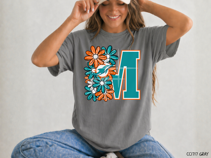 Dolphins Floral: Football Game Day - Tee