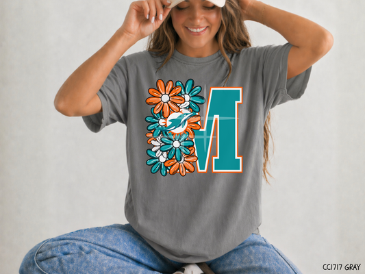 Dolphins Floral: Football Game Day - Tee
