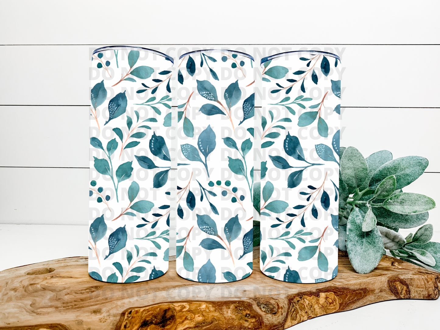 Blue Floral Stainless Steel Tumbler