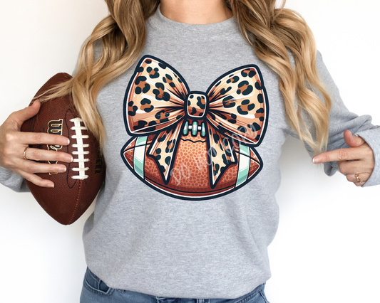 Leopard Bow Football - Sweatshirt