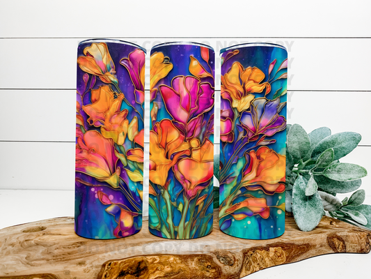 Floral With Gold Outline Tumbler