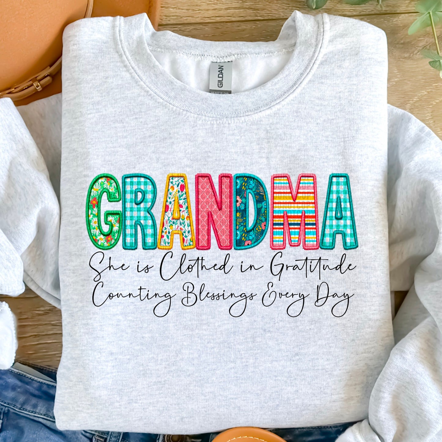 Grandma: She Is Clothed In Gratitude & Counting Blessing Everyday - Sweatshirt