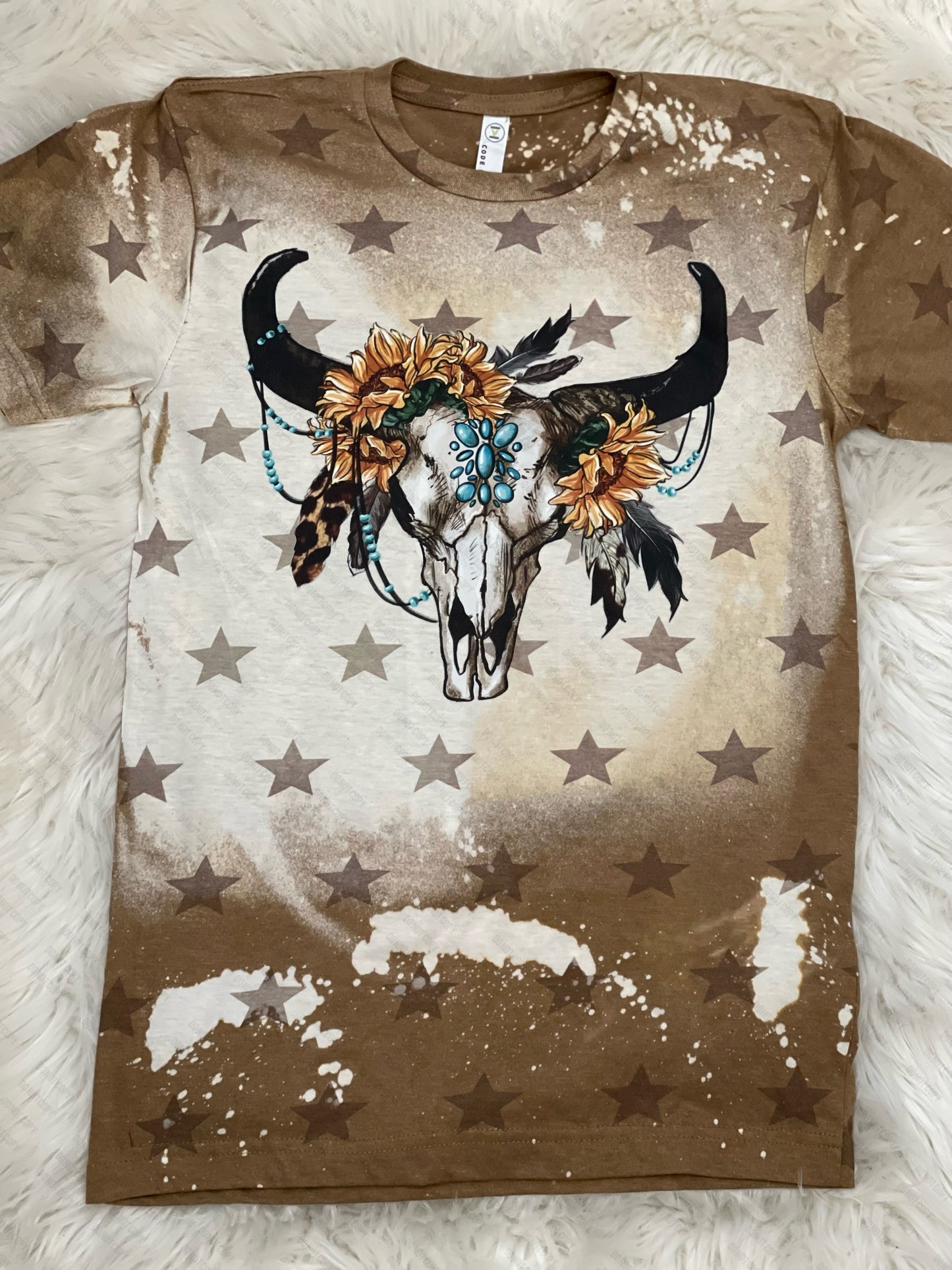 Sunflower Boho Bull Skull - Ready To Ship