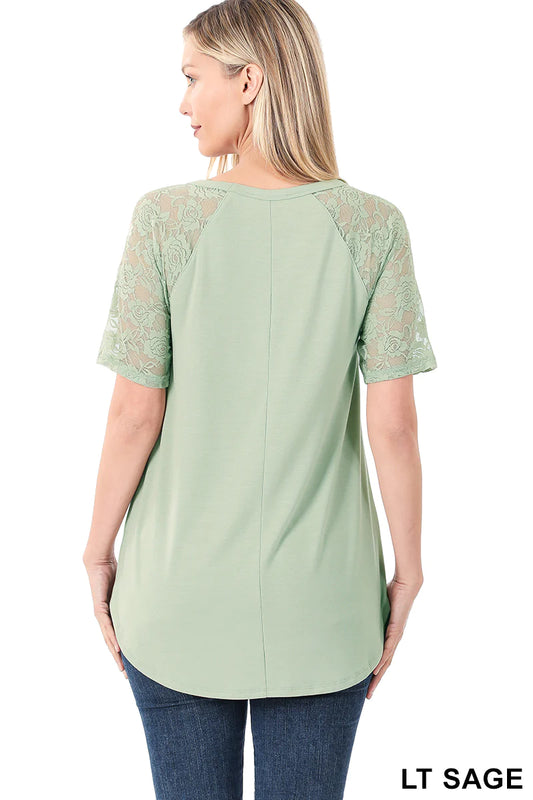 Sage Lace Top