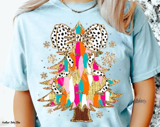 Polka A Dot Bow Christmas Tree - Tee