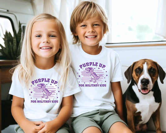Purple Up For Military Kids Dino - Youth - Tee