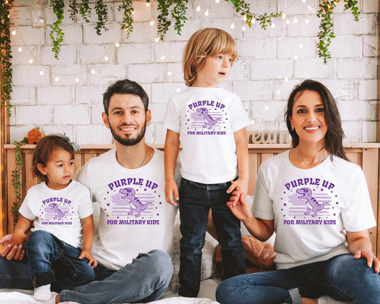 Purple Up For Military Kids Dino - Tee