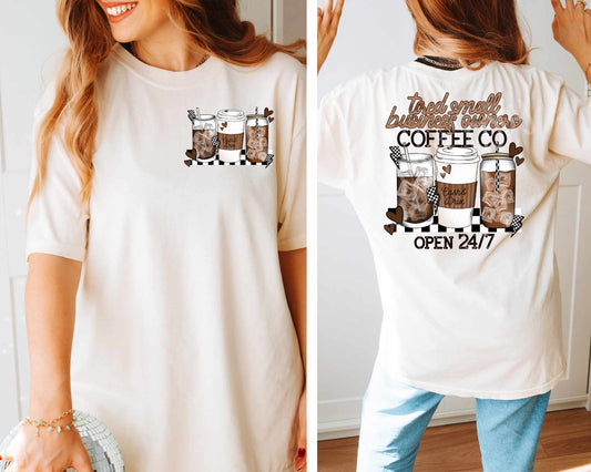 Tired Small Business Owners Coffee Co - Pocket Print Tee