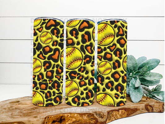 Softball  Leopard 3D Tumbler