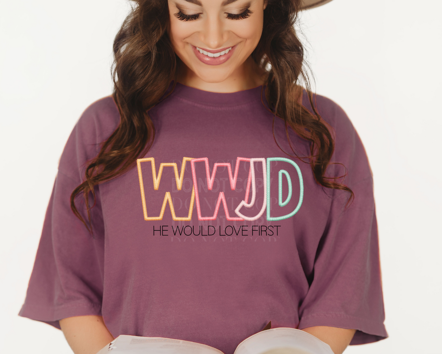 WWJD He Would Love First  (Faux Embroidery) - Tee