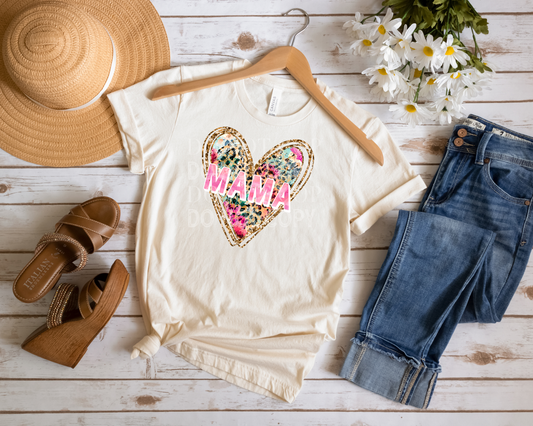 Mama Colorful Leopard Heart